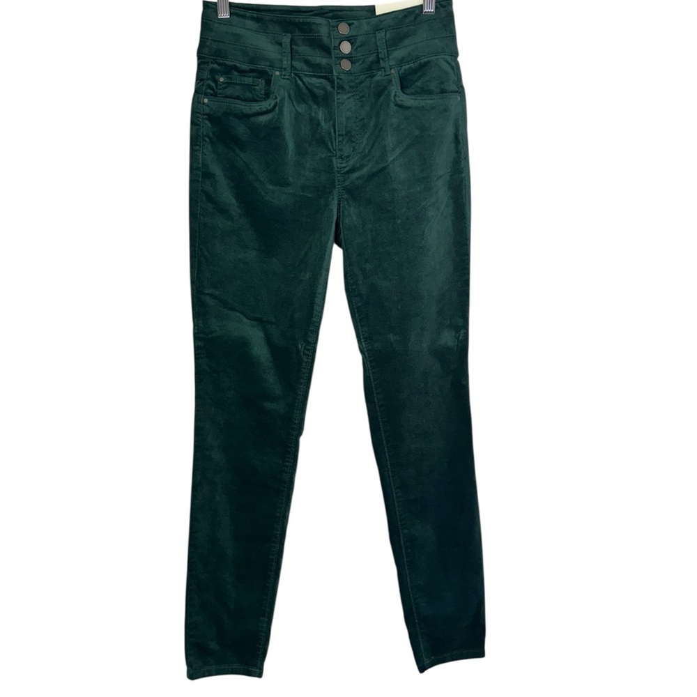 Ann Taylor Sculpting Pocket High Rise Velvet Skinny Jeans Green Size 4